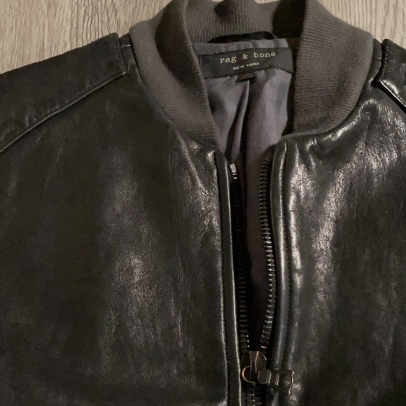 Vintage Rag & Bone 100% Leather Bomber Jacket - Picture 3 of 10